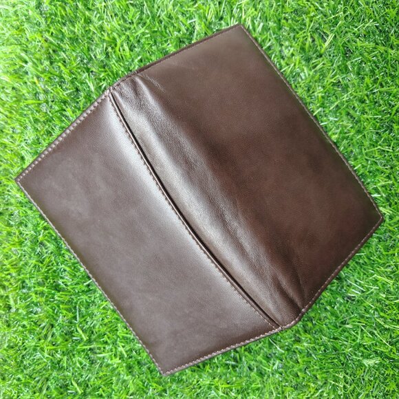 Genuine Leather Slim Long Bifold Wallet, Checkbook Cover with RFID Blocking - Picture 3 of 7
